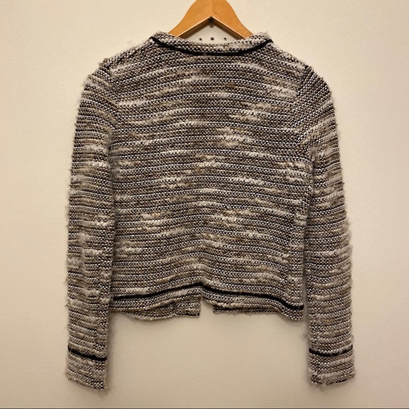 Loft Tipped Tweed Metallic Open Blazer Pocket XS - Picture 7 of 9